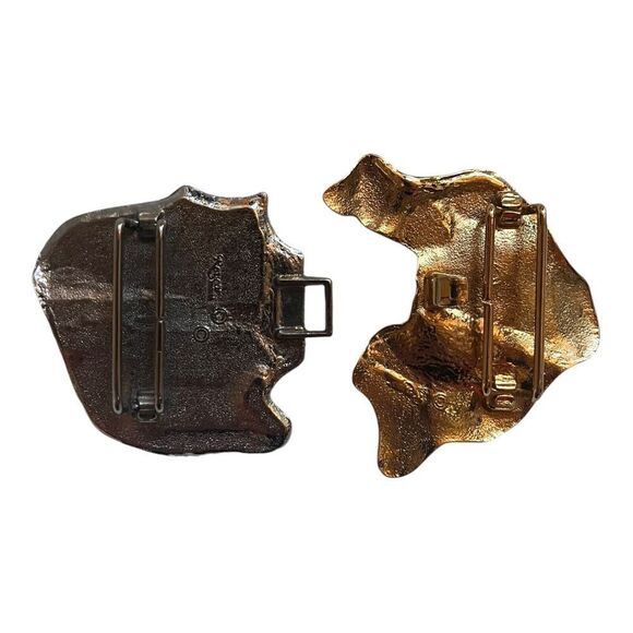 Revcor Vintage Belt Buckle Designer Stamped Two Piece Gold Plated - Picture 4 of 6